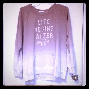 Life Begins After Coffee pink ombré sweatshirt